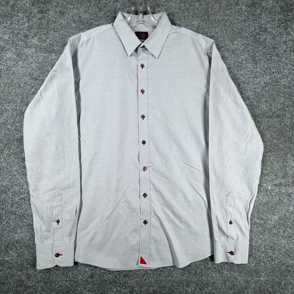 Untuckit Rubican Shirt Mens‎ XL Gray Cotton Wrinkle Free Slim Collared Button Up